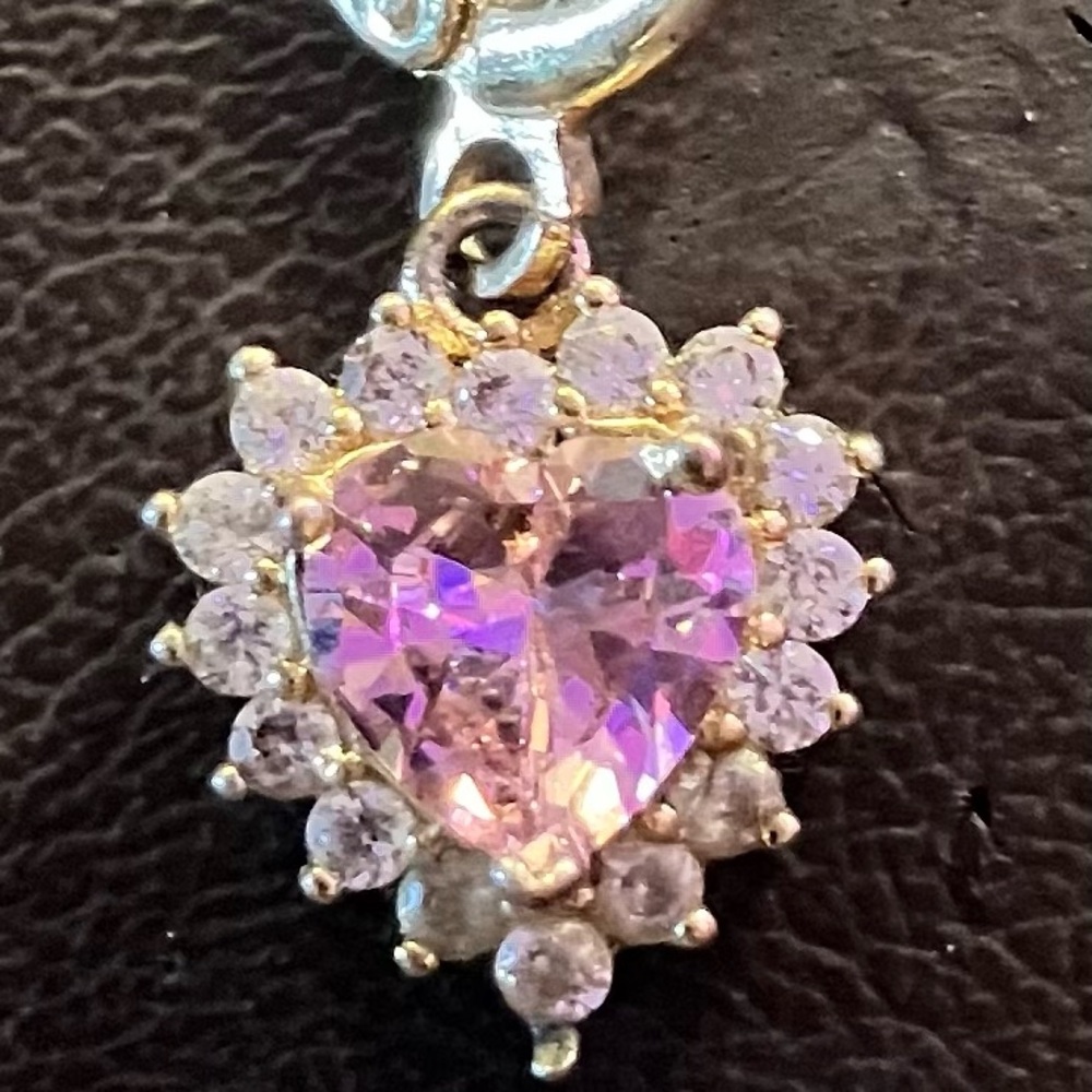 Gold 14k  and Purple diamond Heart-Shaped Earring